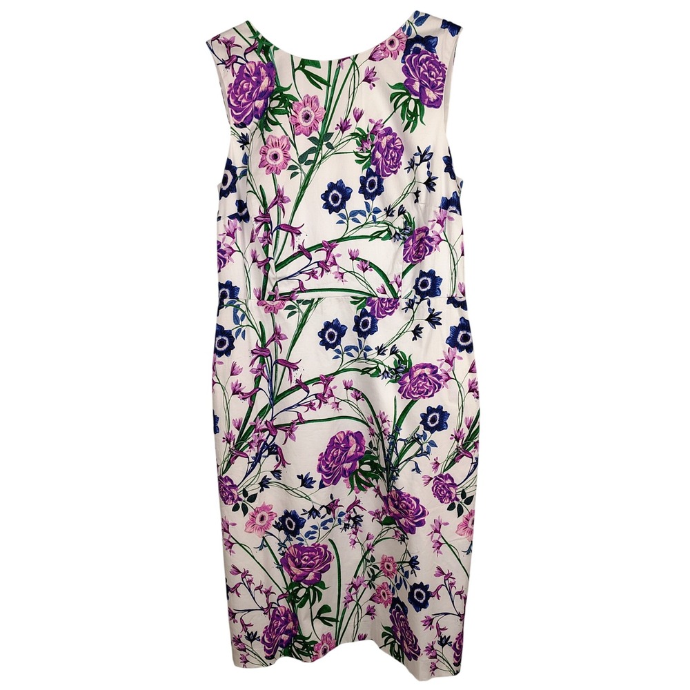 Womens SZ 6 Floral Sheath Dress White Purple Botanical Garden Party Cottagecore